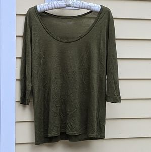 EILEEN FISHER Green Flowy Silk Blend Flowy Top